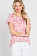 Mauve Floral Short Sleeve Top