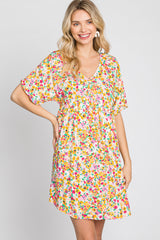 Multi-Color Floral Short Sleeve Dress