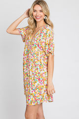 Multi-Color Floral Short Sleeve Dress