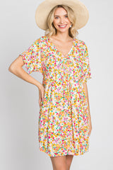 Multi-Color Floral Short Sleeve Dress