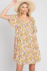 Multi-Color Floral Short Sleeve Maternity Dress