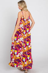 Magenta Multi-Color Printed Sleeveless Maxi Dress