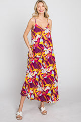 Magenta Multi-Color Printed Sleeveless Maxi Dress