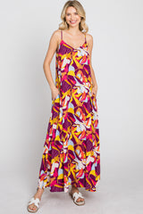 Magenta Multi-Color Printed Sleeveless Maternity Maxi Dress