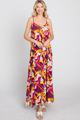 Magenta Multi-Color Printed Sleeveless Maxi Dress