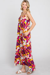 Magenta Multi-Color Printed Sleeveless Maxi Dress