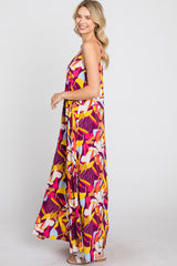 Magenta Multi-Color Printed Sleeveless Maxi Dress