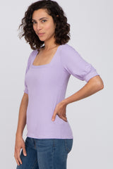 Lavender Square Neck Ribbed Top