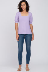 Lavender Square Neck Ribbed Top