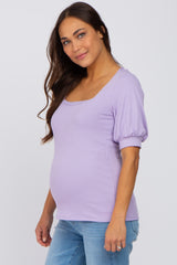 Lavender Square Neck Ribbed Maternity Top