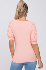 Pink Square Neck Ribbed Maternity Top