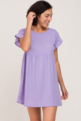 Lavender Solid Waffle Knit Dress