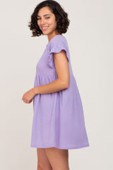 Lavender Solid Waffle Knit Dress