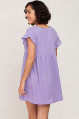 Lavender Solid Waffle Knit Dress