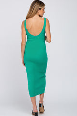 Green V-Neck Scoop Back Sleeveless Sweater Maternity Midi Dress