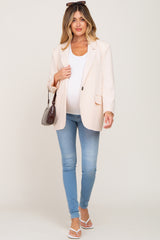 Beige Oversized Maternity Blazer