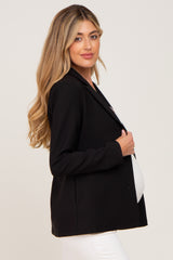 Black Solid Maternity Blazer