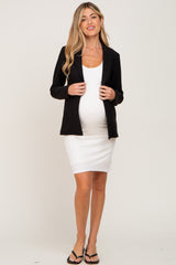 Black Solid Maternity Blazer