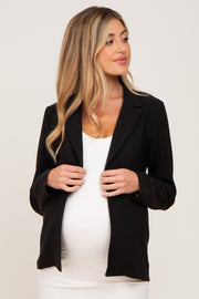 Black Solid Maternity Blazer