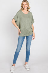 Light Olive Knit Dolman Top