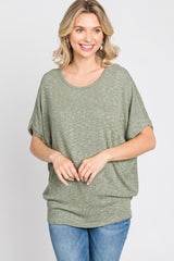 Light Olive Knit Dolman Top