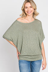 Light Olive Knit Dolman Top