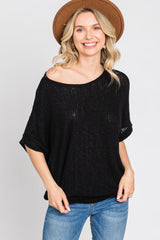 Black Knit Dolman Top