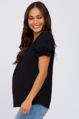 Black Swiss Dot Maternity Blouse