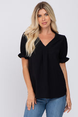 Black Swiss Dot Maternity Blouse