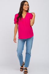 Fuchsia Swiss Dot Maternity Blouse