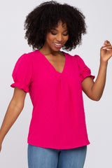 Fuchsia Swiss Dot Maternity Blouse