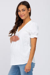 Ivory Swiss Dot Maternity Blouse