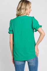 Green Swiss Dot Blouse