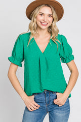 Green Swiss Dot Blouse