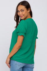 Green Swiss Dot Maternity Blouse