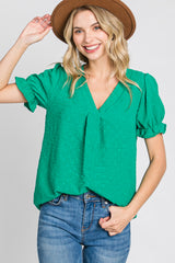 Green Swiss Dot Blouse