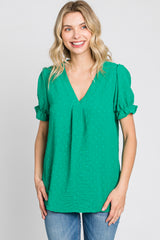 Green Swiss Dot Blouse