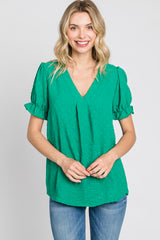 Green Swiss Dot Blouse