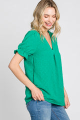 Green Swiss Dot Blouse