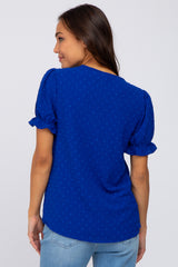 Royal Blue Swiss Dot Maternity Blouse