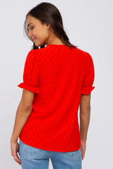 Red Swiss Dot Maternity Blouse