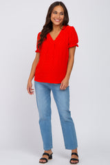 Red Swiss Dot Maternity Blouse