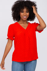 Red Swiss Dot Maternity Blouse