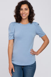 Blue Puff Sleeve Top