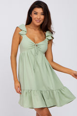 Mint Ruffle Accent Maternity Sweetheart Dress