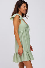 Mint Ruffle Accent Sweetheart Dress