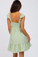 Mint Ruffle Accent Sweetheart Dress