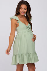 Mint Ruffle Accent Maternity Sweetheart Dress