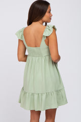 Mint Ruffle Accent Maternity Sweetheart Dress