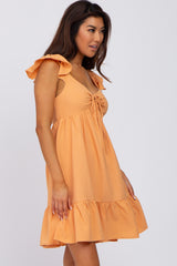 Orange Ruffle Accent Sweetheart Dress